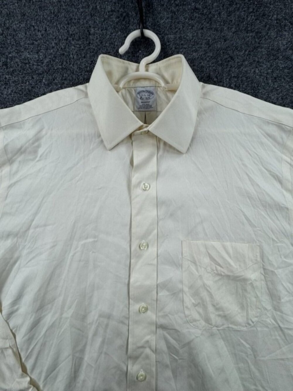 Brooks Brothers Regent 16.5 34 Non-Iron Cotton Yellow Long Sleeve Pocket Woven